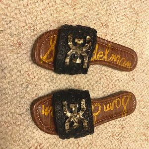 Sam Edelman Backer Raffia Logo Slide Sandals